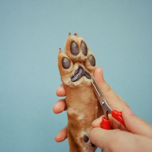 A dog's paw with neatly trimmed nails